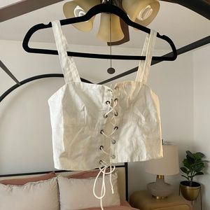For Love and Lemons Lace Up Crop Top